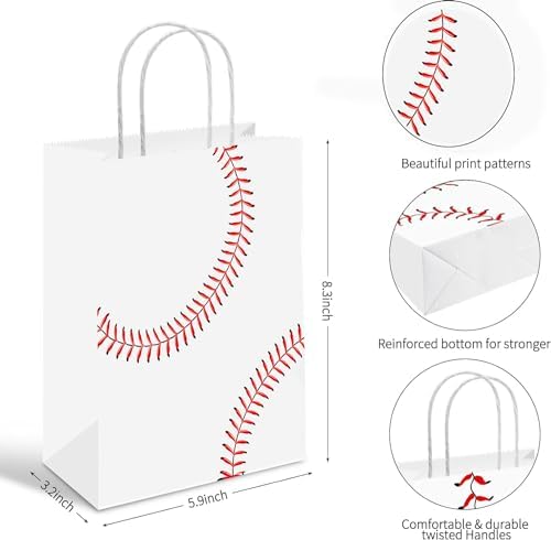 Lusmajoy 16 Piezas de Bolsas de Regalo para Fiesta de Béisbol, Decoración de Cumpleaños, Favor y Dulceros con Diseño de Béisbol para Niños y Adultos - imagen 2
