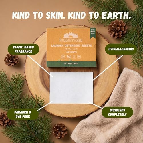 Hojas de Detergente para Ropa – Ecológicas, Hipoalergénicas, a Base de Plantas, Paquete Reciclado, Jabón Líquido para Viajes (Hasta 160 Lavados, 80 - imagen 3