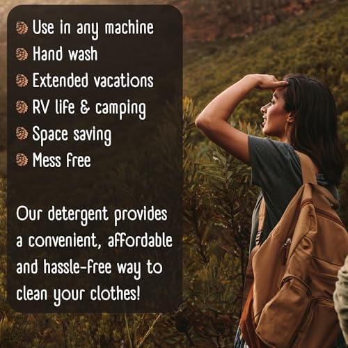Hojas de Detergente para Ropa – Ecológicas, Hipoalergénicas, a Base de Plantas, Paquete Reciclado, Jabón Líquido para Viajes (Hasta 160 Lavados, 80 - imagen 7