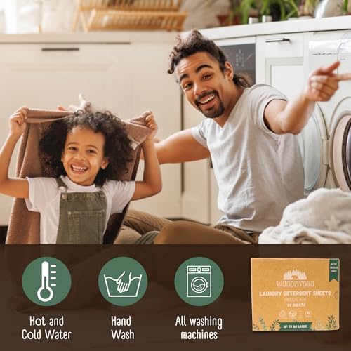 Hojas de Detergente para Ropa – Ecológicas, Hipoalergénicas, a Base de Plantas, Paquete Reciclado, Jabón Líquido para Viajes (Hasta 160 Lavados, 80 - imagen 8