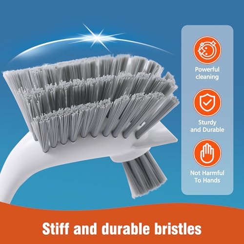 Paquete de 4 Cepillos de Fregar Resistentes con Cerdas Duraderas y Mango Largo - Cepillos Multiusos para Cocina, Ollas, Sartenes y Limpieza Profunda - imagen 3