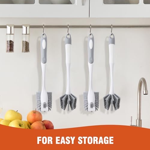 Paquete de 4 Cepillos de Fregar Resistentes con Cerdas Duraderas y Mango Largo - Cepillos Multiusos para Cocina, Ollas, Sartenes y Limpieza Profunda - imagen 7