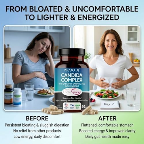 Suplemento para Limpiar Cándida y Soporte para Levaduras con Probióticos (LactoSpore®), Aceite de Orégano, Ácido Caprílico, Nogal Negro – Salud - imagen 3