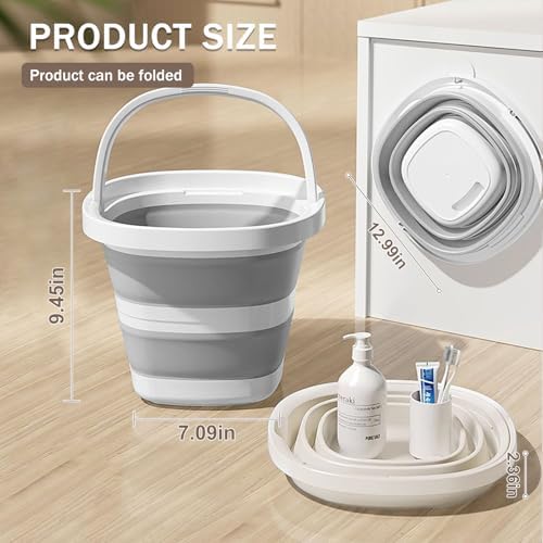 Juego de 2 Cubetas Plegables (10L/2.6 Gal) - Diseño Rectangular con Asas, Ahorra Espacio para RV, Camping, Lavado de Autos, Pesca y Limpieza - - imagen 2
