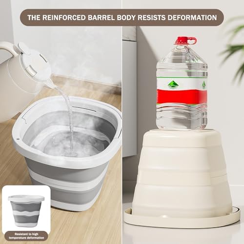 Juego de 2 Cubetas Plegables (10L/2.6 Gal) - Diseño Rectangular con Asas, Ahorra Espacio para RV, Camping, Lavado de Autos, Pesca y Limpieza - - imagen 5