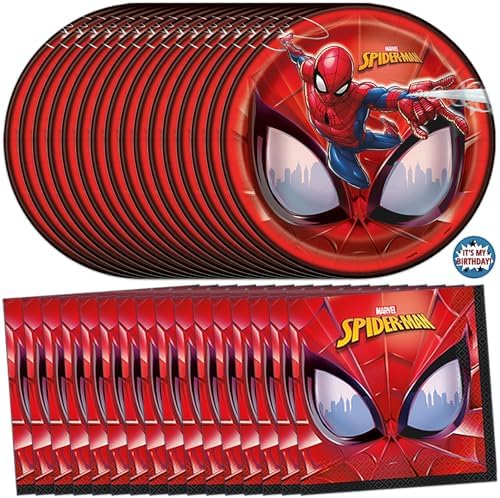Decoraciones de Cumpleaños de Spiderman | Platos y Servilletas para Fiesta | Sirve a 16 Invitados | Licencia Oficial - imagen 1