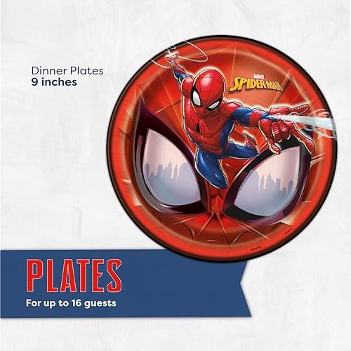 Decoraciones de Cumpleaños de Spiderman | Platos y Servilletas para Fiesta | Sirve a 16 Invitados | Licencia Oficial - imagen 3