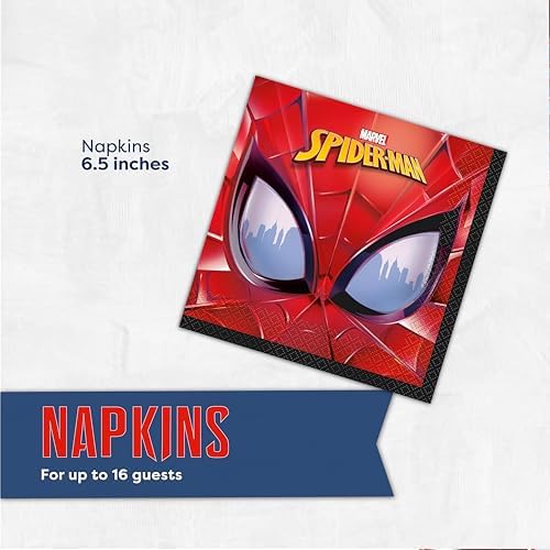 Decoraciones de Cumpleaños de Spiderman | Platos y Servilletas para Fiesta | Sirve a 16 Invitados | Licencia Oficial - imagen 4