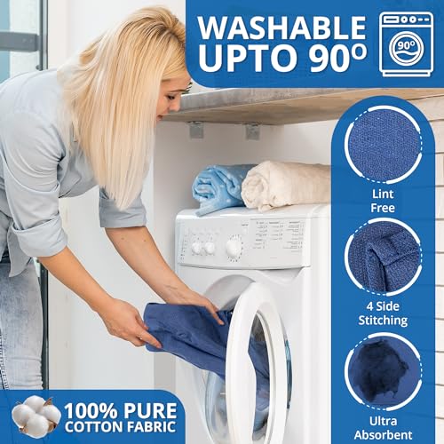 Toallas Quirúrgicas de Limpieza Huck 12 Piezas 100% Algodón 15x25 Azul, Trapos Super Absorbentes para Cocina, Bar, Hogar, Ventanas y Talleres, Grado - imagen 3