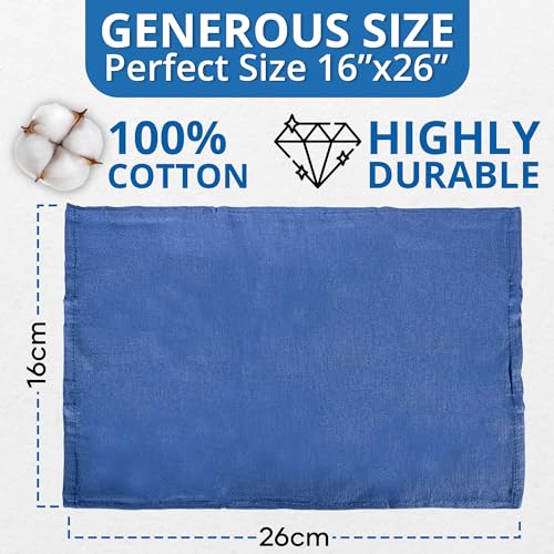 Toallas Quirúrgicas de Limpieza Huck 12 Piezas 100% Algodón 15x25 Azul, Trapos Super Absorbentes para Cocina, Bar, Hogar, Ventanas y Talleres, Grado - imagen 4