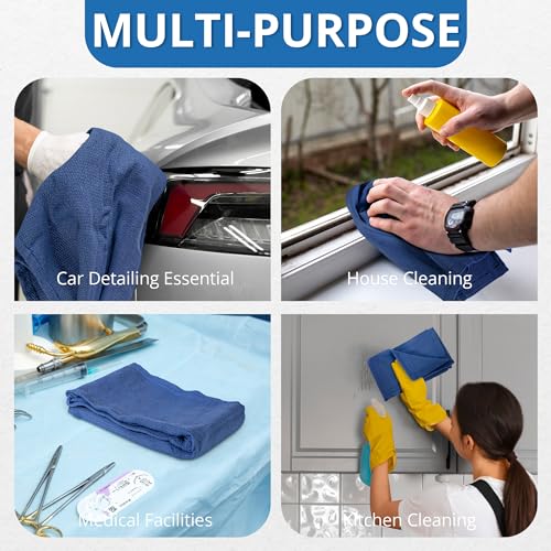 Toallas Quirúrgicas de Limpieza Huck 12 Piezas 100% Algodón 15x25 Azul, Trapos Super Absorbentes para Cocina, Bar, Hogar, Ventanas y Talleres, Grado - imagen 6