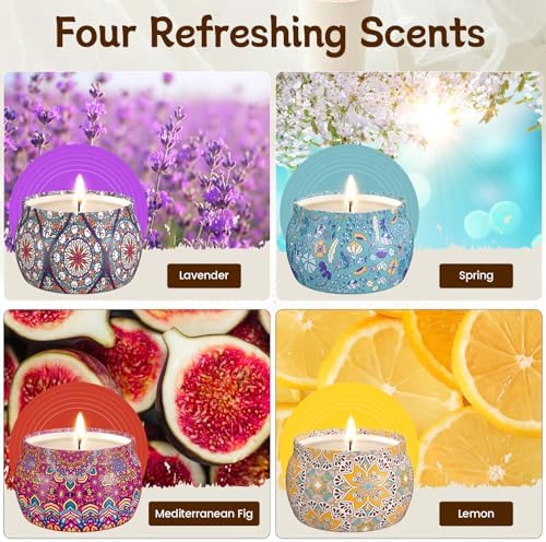 Set de Velas Aromáticas TranquilBliss, 4 Piezas de Cera de Soja, 120 Horas de Tiempo de Combustión, Regalos Ideales para Mujeres, Cumpleaños - imagen 2