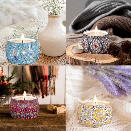 Set de Velas Aromáticas TranquilBliss, 4 Piezas de Cera de Soja, 120 Horas de Tiempo de Combustión, Regalos Ideales para Mujeres, Cumpleaños - imagen 7