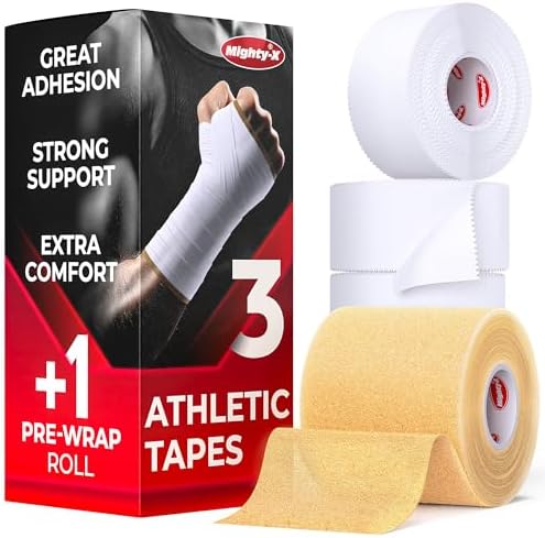 Cinta Atlética Premium Blanca para Lesiones - Paquete de 3 con Pre-envoltura - Fácil de Romper y Sin Residuo Adhesivo - Cinta de Óxido de Zinc para - imagen 1
