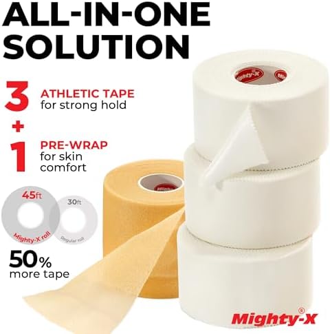 Cinta Atlética Premium Blanca para Lesiones - Paquete de 3 con Pre-envoltura - Fácil de Romper y Sin Residuo Adhesivo - Cinta de Óxido de Zinc para - imagen 5