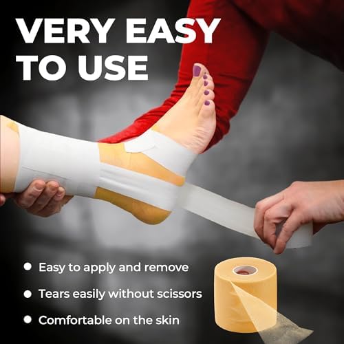 Cinta Atlética Premium Blanca para Lesiones - Paquete de 3 con Pre-envoltura - Fácil de Romper y Sin Residuo Adhesivo - Cinta de Óxido de Zinc para - imagen 6