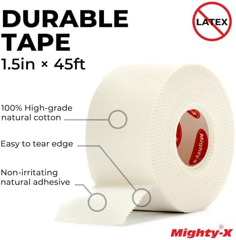 Cinta Atlética Premium Blanca para Lesiones - Paquete de 3 con Pre-envoltura - Fácil de Romper y Sin Residuo Adhesivo - Cinta de Óxido de Zinc para - imagen 8