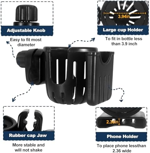 Soporte para Taza para Andador de Personas Mayores, Soporte para Taza con Porta Teléfono, Soporte Giratorio 360° para Andador, Accesorios para - imagen 2