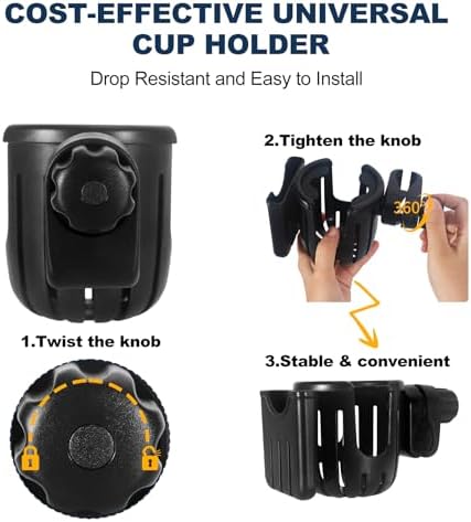 Soporte para Taza para Andador de Personas Mayores, Soporte para Taza con Porta Teléfono, Soporte Giratorio 360° para Andador, Accesorios para - imagen 4