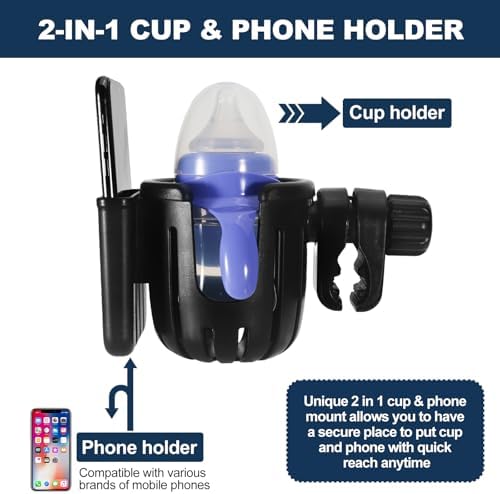 Soporte para Taza para Andador de Personas Mayores, Soporte para Taza con Porta Teléfono, Soporte Giratorio 360° para Andador, Accesorios para - imagen 6