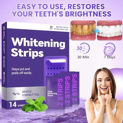 Tiras Blanqueadoras de Dientes Moradas, Portátiles para Hogar y Viaje, Suaves para Reducir Manchas y Brillo Natural (28) - imagen 5