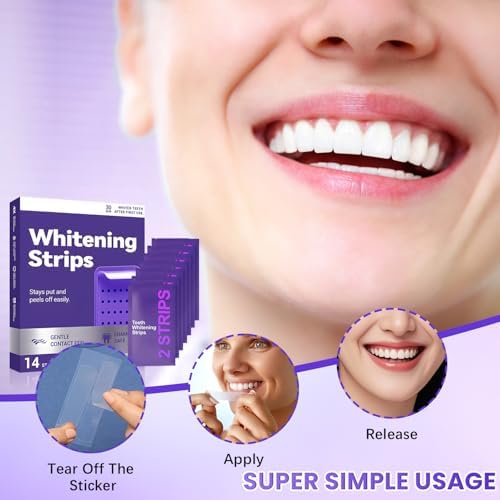 Tiras Blanqueadoras de Dientes Moradas, Portátiles para Hogar y Viaje, Suaves para Reducir Manchas y Brillo Natural (28) - imagen 6