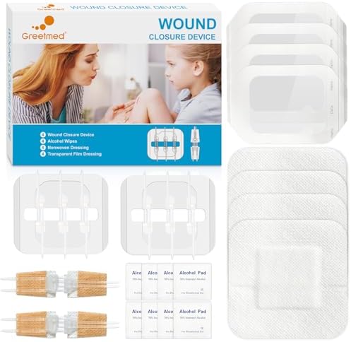 Tiras de Cierre de Heridas Greetmed - Kit de 16 Piezas con 2 Tipos de Suturas de Mariposa para Cierre de Laceraciones - Reparación Indolora y Sin - imagen 1
