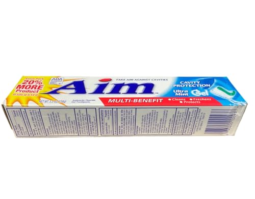 Pasta de Dientes Aim Protección contra Cavidades con Fluoruro, Gel Ultra Menta, 6 Onzas - Paquete de 6 - imagen 4