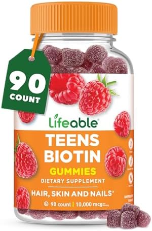 Gomitas Lifeable para Adolescentes con Biotina 10000mcg | Suplemento Vegano de Vitamina B7 | Sabor Delicioso para Crecimiento del Cabello, Piel y - imagen 1
