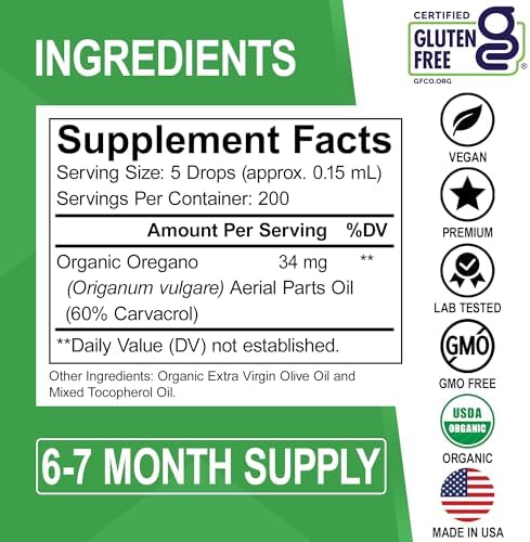 Aceite de Orégano Orgánico en Gotas - Suministro para 6 Meses, Extracto Líquido para Limpieza, Desintoxicación, Soporte Inmunológico y Salud - imagen 6