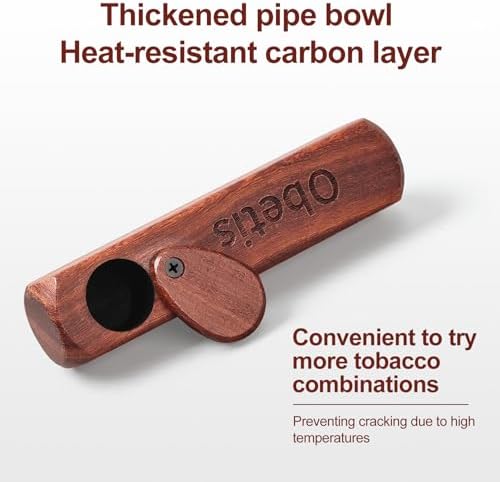 Juego de Regalo de Pipa de Tabaco Obetis de Madera de Rosa - Pipa de Madera Artesanal con Tapa, Compacta y Portátil para Viajes - Pipa de Madera con - imagen 3