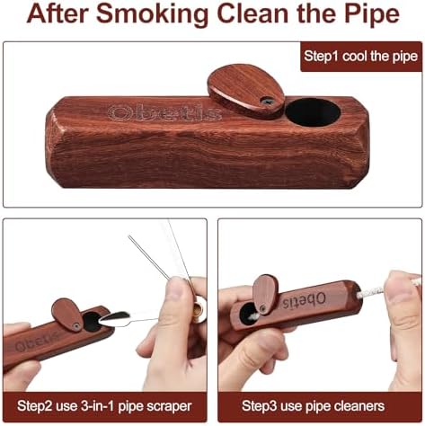 Juego de Regalo de Pipa de Tabaco Obetis de Madera de Rosa - Pipa de Madera Artesanal con Tapa, Compacta y Portátil para Viajes - Pipa de Madera con - imagen 4