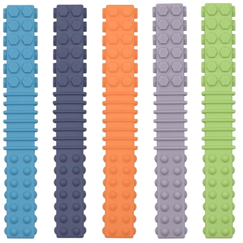 Juguetes de Masticar Xtra Tough para Niños con Autismo - Paquete de 5 Juguetes de Silicona para Masticadores Agresivos con ADHD y SPD - imagen 1