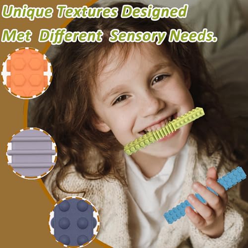 Juguetes de Masticar Xtra Tough para Niños con Autismo - Paquete de 5 Juguetes de Silicona para Masticadores Agresivos con ADHD y SPD - imagen 3