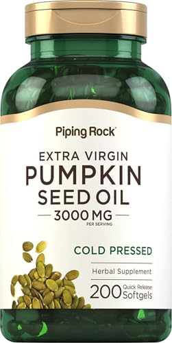 Cápsulas de Aceite de Semilla de Calabaza Piping Rock | 200 Unidades | Suplemento Herbal Prensado en Frío | Omega 6 y 9, Sin OGM, Libre de Gluten - imagen 1