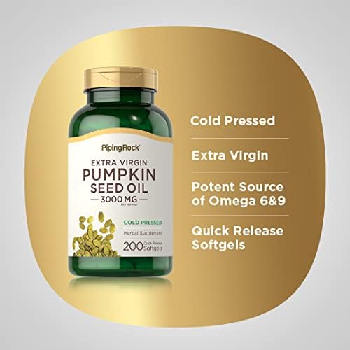 Cápsulas de Aceite de Semilla de Calabaza Piping Rock | 200 Unidades | Suplemento Herbal Prensado en Frío | Omega 6 y 9, Sin OGM, Libre de Gluten - imagen 4