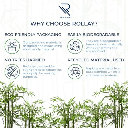 Servilletas de cóctel Rollay 300 de bambú - Servilletas desechables compostables de 2 capas certificadas por FSC - 5x5 pulgadas plegadas, - imagen 7