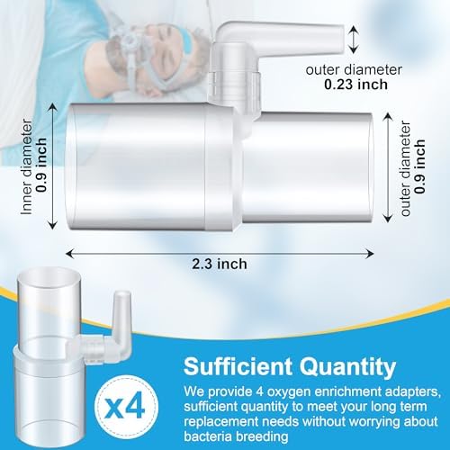 Adaptador de Enriquecimiento de Oxígeno Qiyaz - Paquete de 4, Conector Universal para Manguera CPAP, Compatible con Tubos Calentados y No Calentados - imagen 2