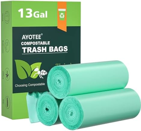 Bolsas de Basura Compostables AYOTEE de 13 Galones, 45 Piezas, Biodegradables para Cocina, Baño y Oficina, Bolsas Grandes para Compostaje - imagen 1