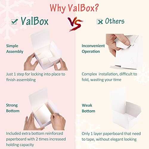 Cajas de Regalo ValBox 4x4x4 Blancas 50PCS de Papel Kraft con Tapa para Regalos, Manualidades, Cupcakes y Fiestas, Fáciles de Armar - imagen 3