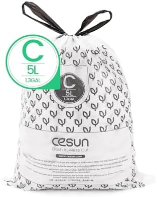 Bolsas de Basura Cesun Code C con Cuerda, 90 Piezas, Pre-cortadas de 1.3 Galones / 5 Litros, Forros para Botes Pequeños, Color Blanco - imagen 2