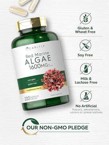 Carlyle Algas Marinas Rojas 1600mg | 200 Cápsulas | Suplemento Vegetariano | Sin OGM, Libre de Gluten - imagen 5
