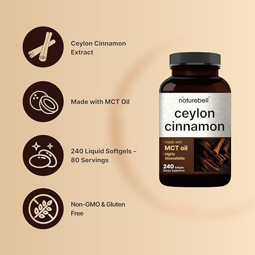 NatureBell Canela de Ceilán, 240 Cápsulas Blandas – Extracto de Canela de Ceilán – Con Aceite MCT – No OGM, Fabricado bajo cGMP - imagen 3