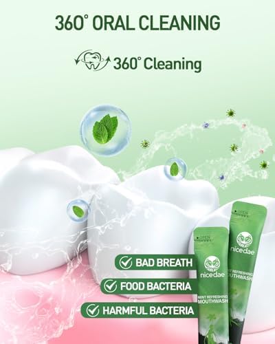Nicedae Enjuague Bucal de Tamaño Viaje, Paquetes Portátiles Sin Alcohol ni Flúor, Menta Fresca, 30 Paquetes Individuales, Esenciales para Cruceros - imagen 3