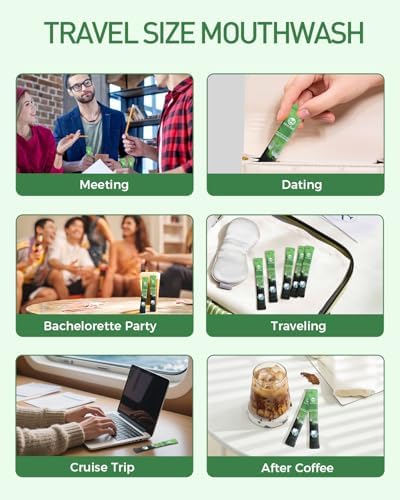 Nicedae Enjuague Bucal de Tamaño Viaje, Paquetes Portátiles Sin Alcohol ni Flúor, Menta Fresca, 30 Paquetes Individuales, Esenciales para Cruceros - imagen 5
