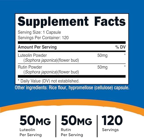 Nutricost Luteolina con Complejo de Rutin 100mg (50mg Luteolina, 50mg Rutin) 120 Cápsulas - Vegetariano, Sin OGM, Sin Gluten - imagen 2