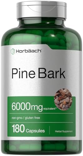 Extracto de Corteza de Pino Horbäach | 180 Cápsulas | Estandarizado al 75% de Proantocianidinas | Suplemento No Transgénico y Sin Gluten | Alta - imagen 1
