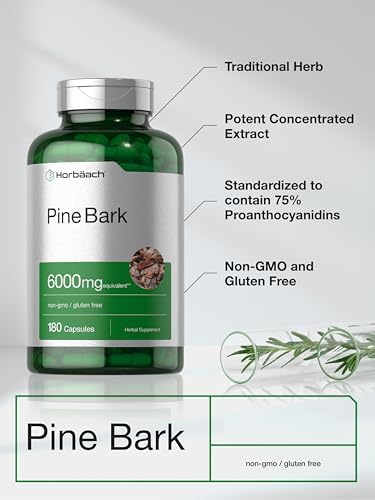Extracto de Corteza de Pino Horbäach | 180 Cápsulas | Estandarizado al 75% de Proantocianidinas | Suplemento No Transgénico y Sin Gluten | Alta - imagen 4