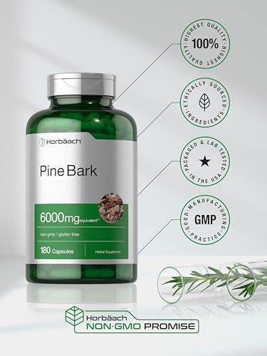 Extracto de Corteza de Pino Horbäach | 180 Cápsulas | Estandarizado al 75% de Proantocianidinas | Suplemento No Transgénico y Sin Gluten | Alta - imagen 6