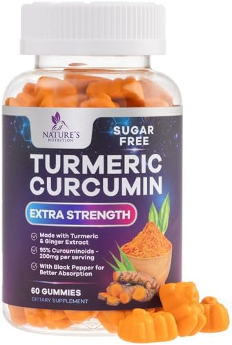 Gomitas de Cúrcuma y Curcumina Sin Azúcar - 95% Curcuminoides con Jengibre y Pimienta Negra para Mejor Absorción, Soporte Articular Vegano, Sabor - imagen 1